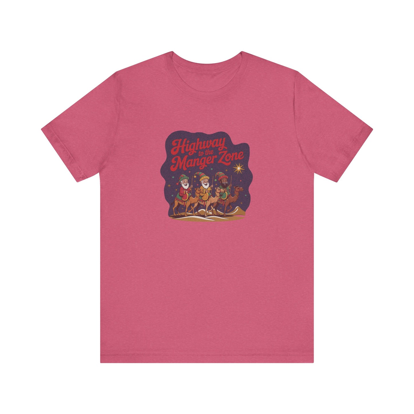 Highway to the Manger Zone — Top Gun-Inspired Christmas Retro Tee (Light)