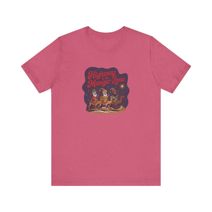 Highway to the Manger Zone — Top Gun-Inspired Christmas Retro Tee (Light)