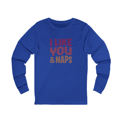 I Like You & Naps (Warm Gradient) — Retro Loungewear Long Sleeve (Dark)