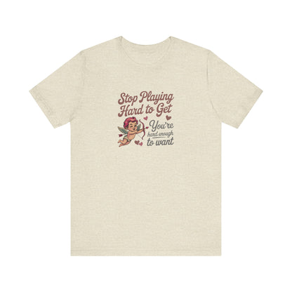Stop Playing Hard to Get — Retro Cupid Tee (Light)