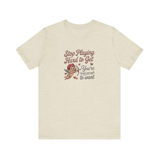 Stop Playing Hard to Get — Retro Cupid Tee (Light)