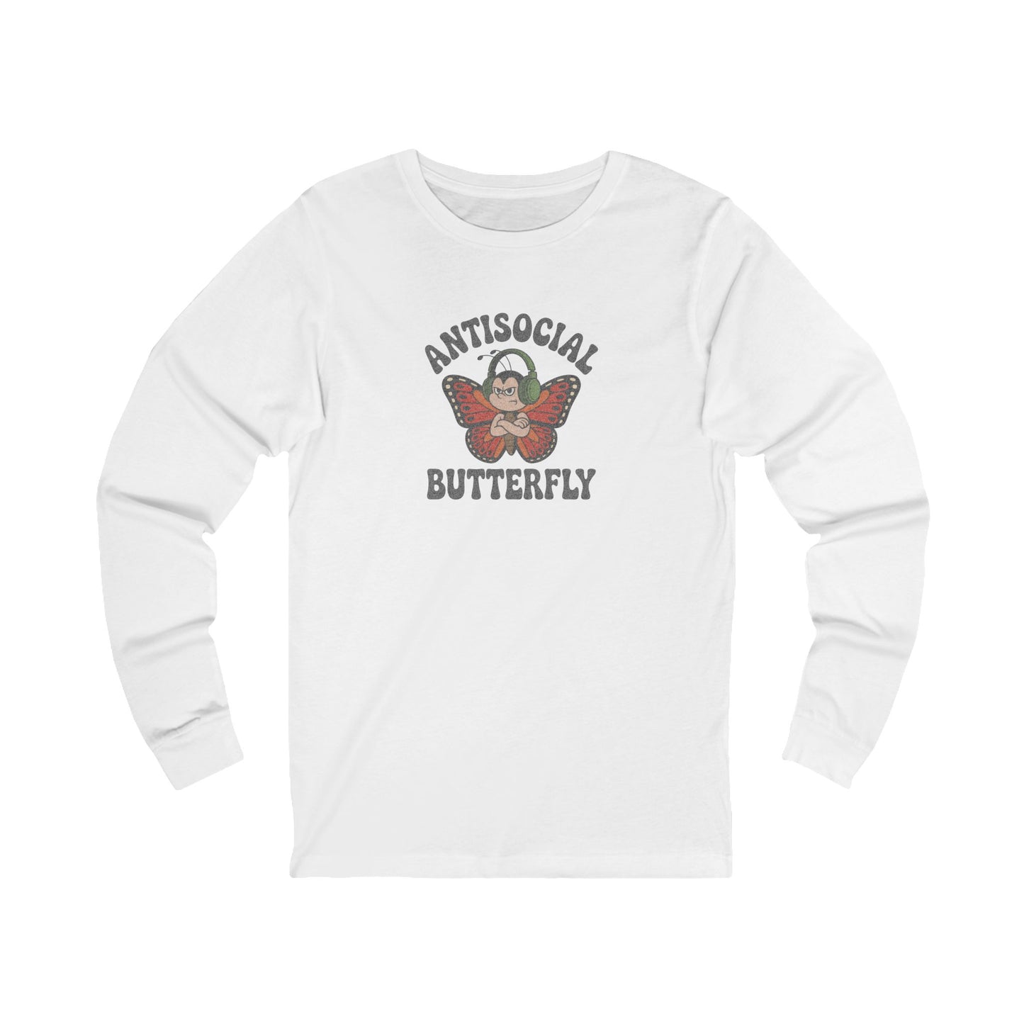 Antisocial Butterfly (Male) — Retro Workout Long Sleeve (Light)