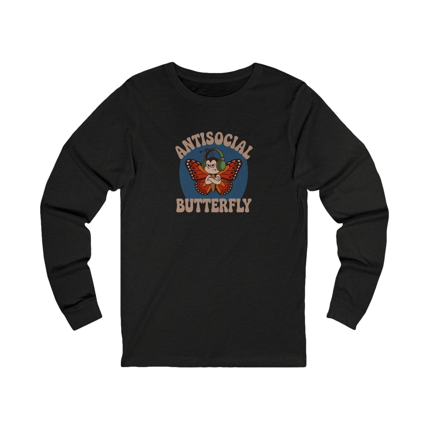 Antisocial Butterfly (Male) — Retro Workout Long Sleeve (Dark)