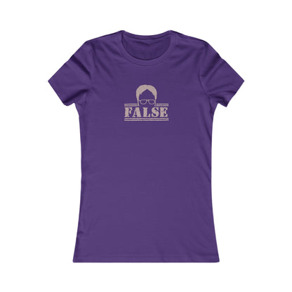 Dwight Schrute FALSE —  The Office-Inspired Retro Women's Tee (Dark)