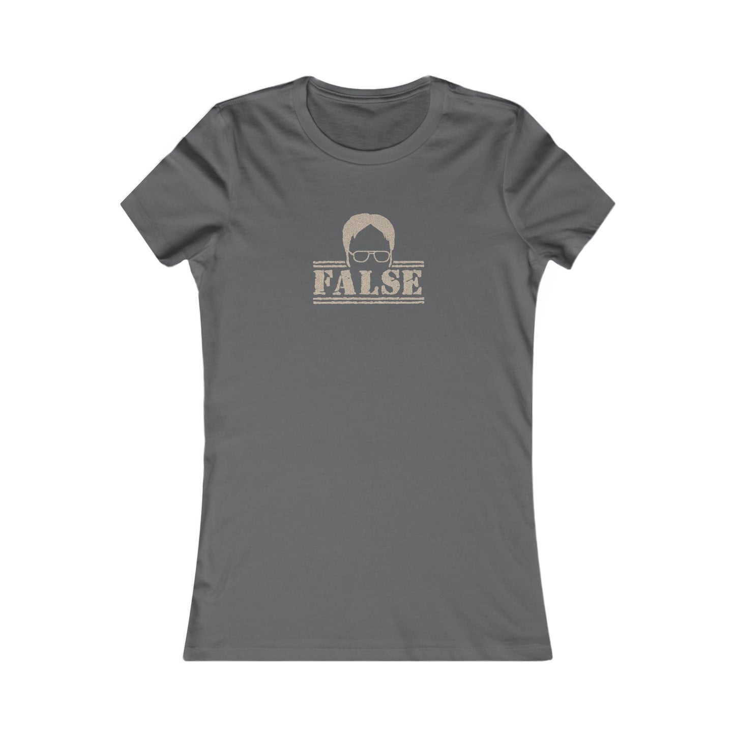 Dwight Schrute FALSE —  The Office-Inspired Retro Women's Tee (Dark)