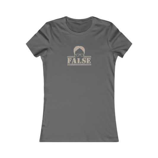 Dwight Schrute FALSE —  The Office-Inspired Retro Women's Tee (Dark)