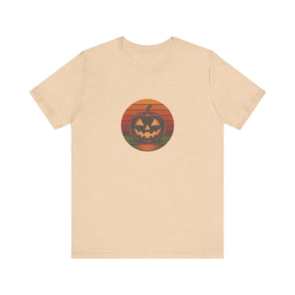 Retro Jack: Bold Grin — Halloween Sunset Tee (Light)