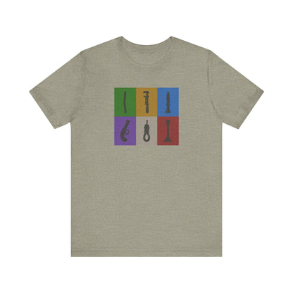 Six Ways Into the Evidence Locker — Clue Retro Tee (Light)