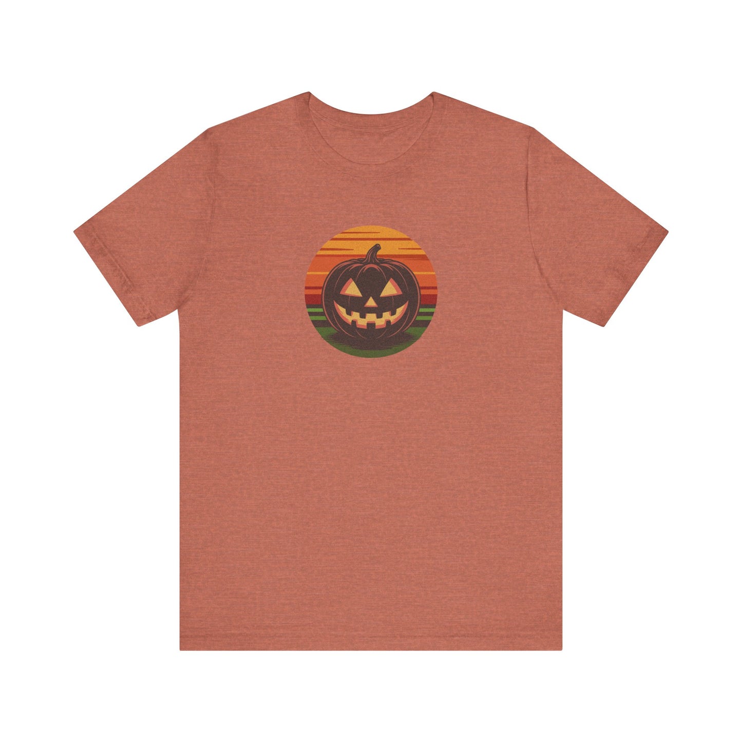 Retro Jack: Glowing Classic — Halloween Sunset Tee (Light)