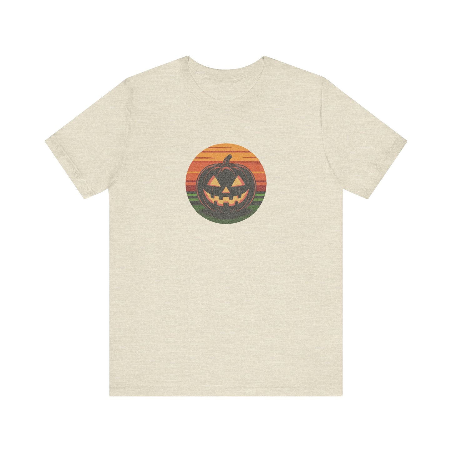 Retro Jack: Glowing Classic — Halloween Sunset Tee (Light)