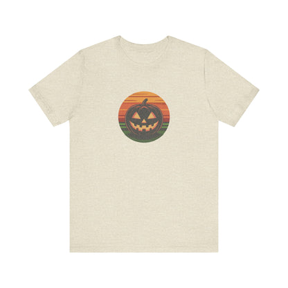 Retro Jack: Glowing Classic — Halloween Sunset Tee (Light)