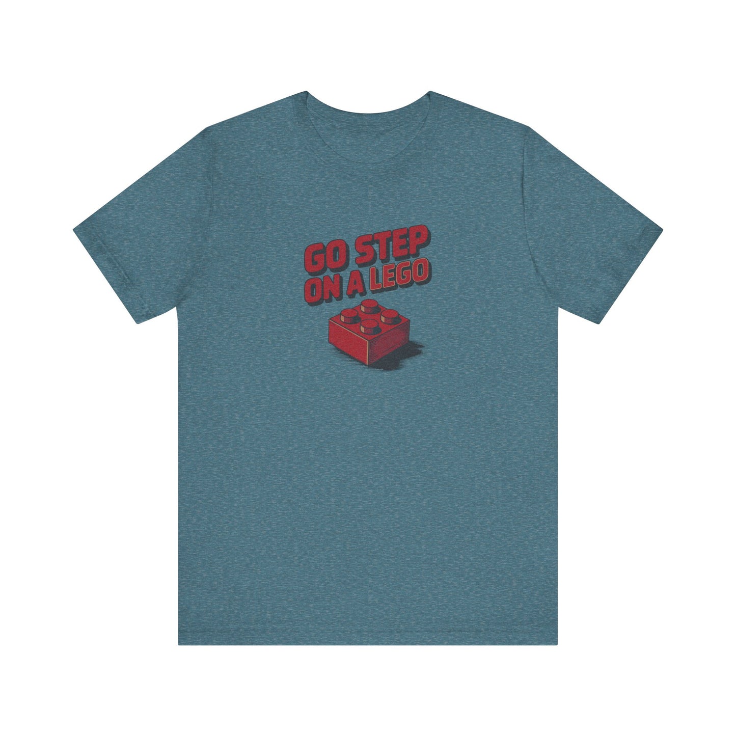 Go Step on a LEGO — Red Plastic Brick Retro Tee (Light)