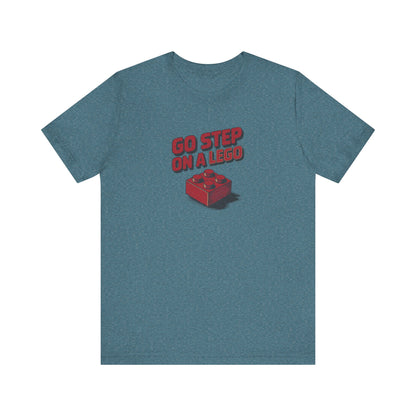 Go Step on a LEGO — Red Plastic Brick Retro Tee (Light)