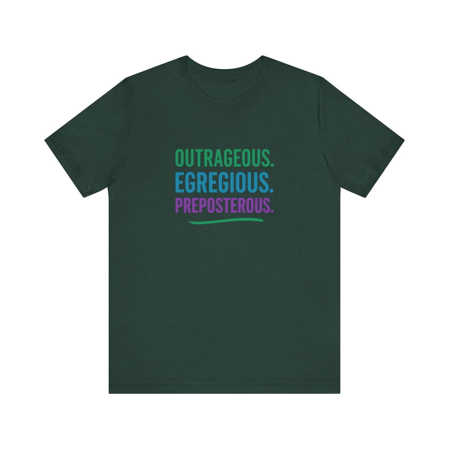 Outrageous Egregious Preposterous (Cool Gradient) — Seinfeld Retro Tee (Dark)