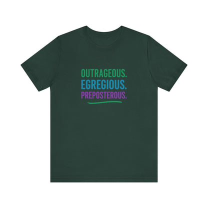 Outrageous Egregious Preposterous (Cool Gradient) — Seinfeld Retro Tee (Dark)