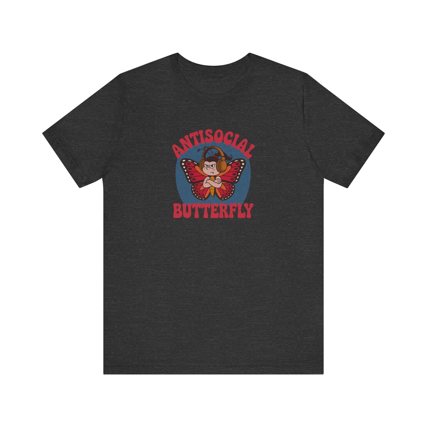 Antisocial Butterfly (Female) — Retro Workout Tee (Dark)