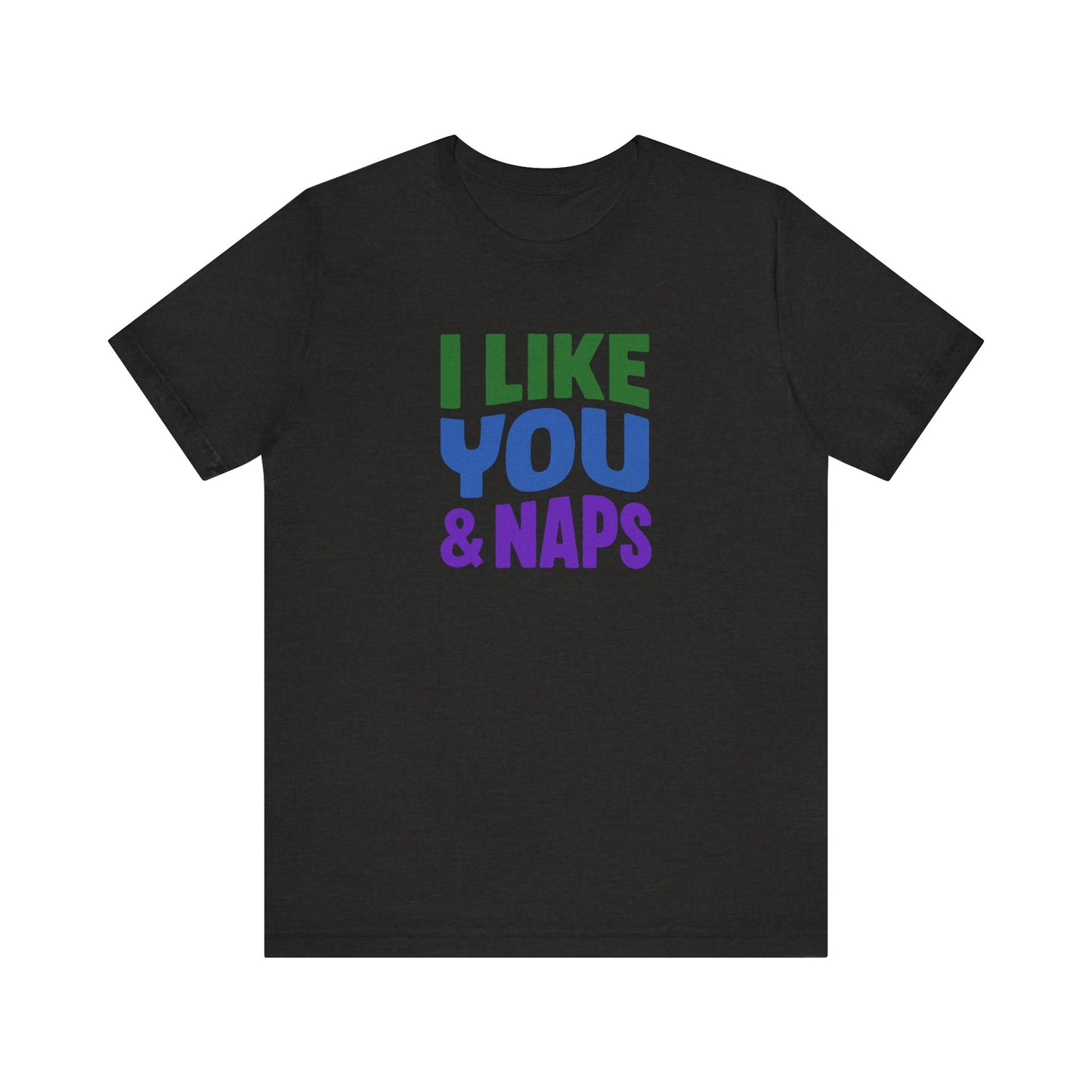 I Like You & Naps (Cool Gradient) — Retro Loungewear Tee (Dark)