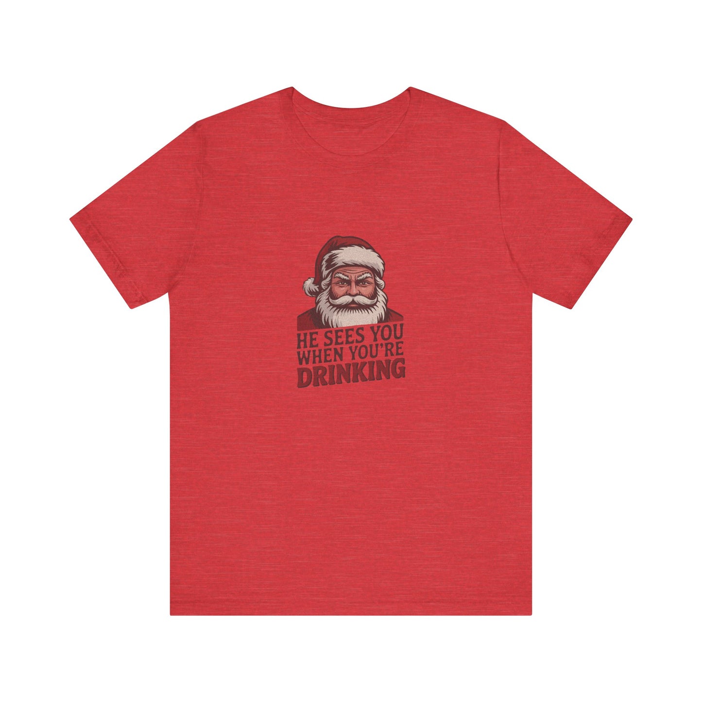 He Sees You When You're Drinking — Judgmental Santa Retro Tee (Light)