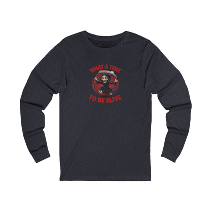 What a Time to Be Alive — Not-So-Grim Reaper Retro Long Sleeve (Dark)