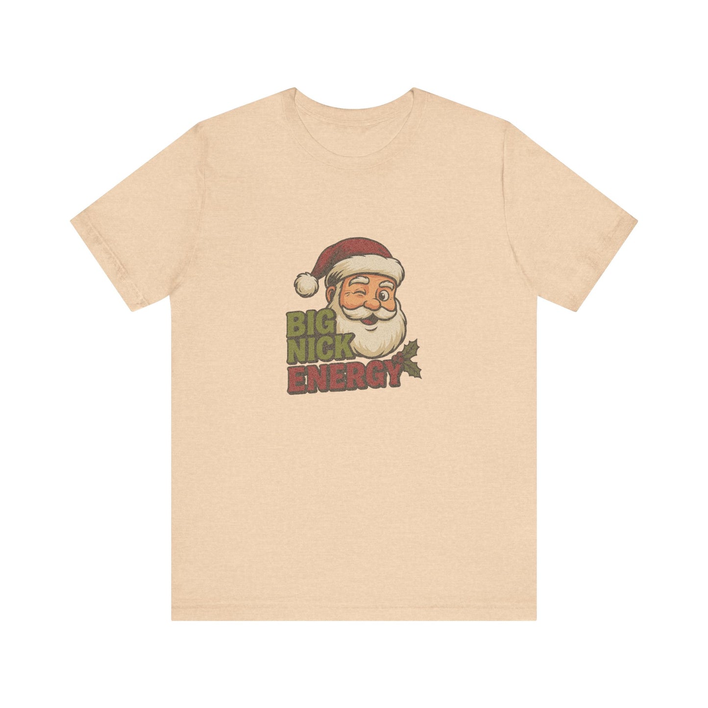 Big Nick Energy — Retro Santa Christmas Tee (Light)