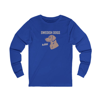 His Bjärk Is Worse Than His Bite – Minimalist Dog Pun Retro Long Sleeve (Dark)