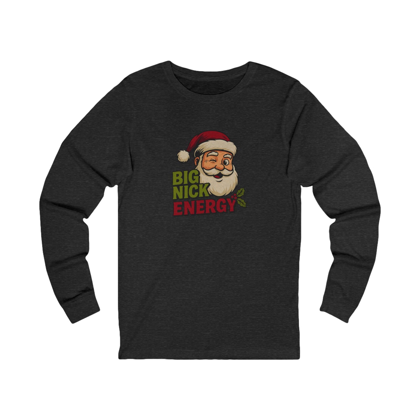 Big Nick Energy — Retro Santa Christmas Long Sleeve (Dark)