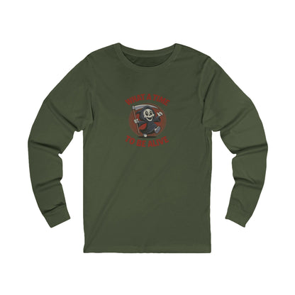 What a Time to Be Alive (Cute) — Lil Reaper Retro Long Sleeve (Dark)