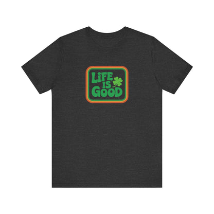 Life Is Good, Shamrock Style — St. Patrick’s Retro Tee (Dark)