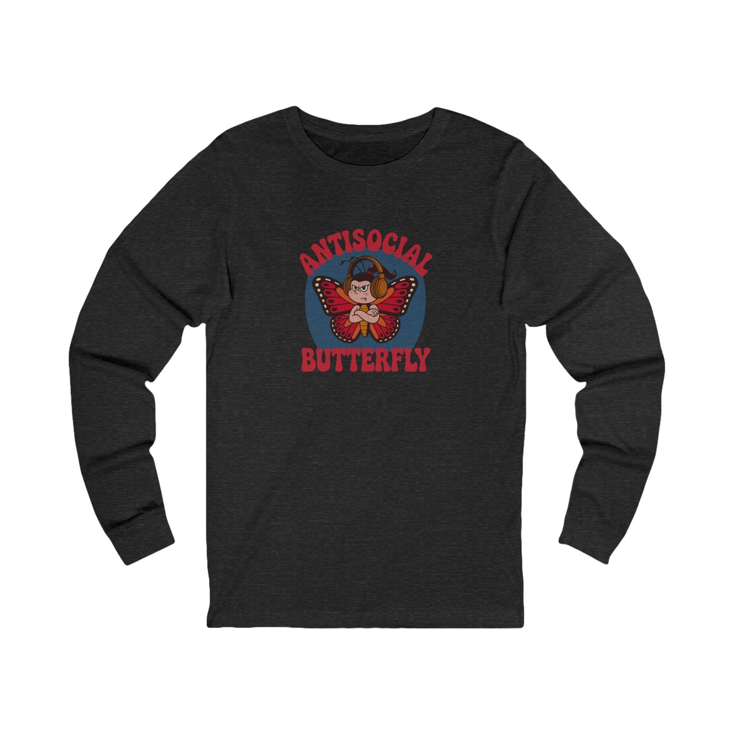 Antisocial Butterfly (Female) — Retro Workout Long Sleeve (Dark)