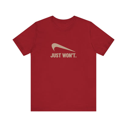 Just Won’t Athletic Parody — Retro Workout Tee (Dark)