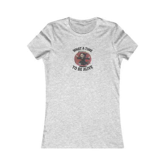 What a Time to Be Alive — Not-So-Grim Reaper Retro Women's Tee (Light)