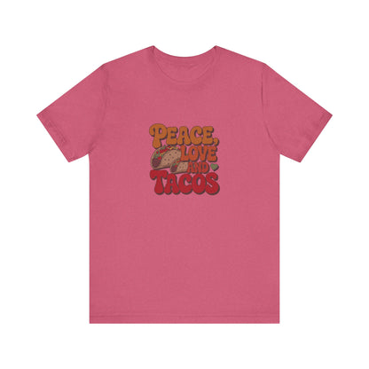 Peace, Love, and Tacos — Retro Foodie Tee (Light)
