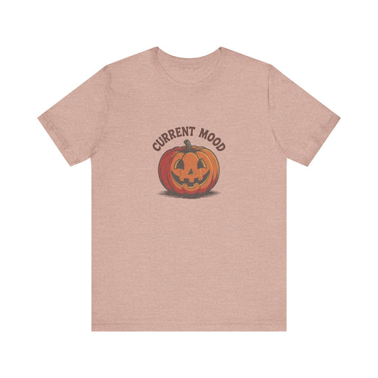 Current Mood (Classic Pumpkin) — Retro Halloween Tee (Light)