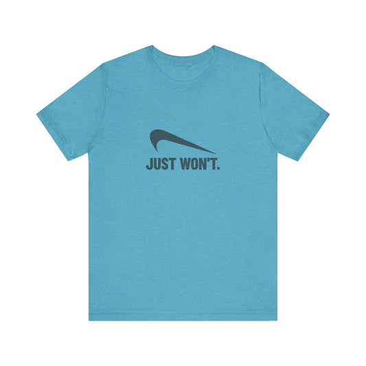 Just Won’t Athletic Parody — Retro Workout Tee (Light)