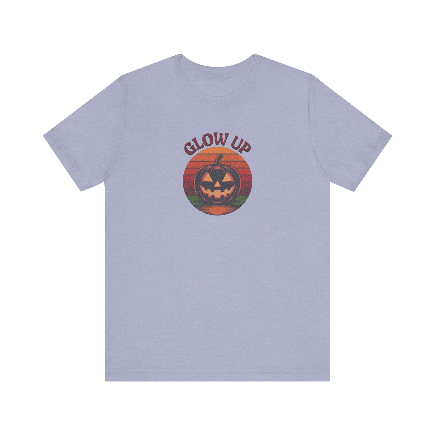 Halloween Glow Up Pumpkin — Retro Autumn Sunset Tee (Light)