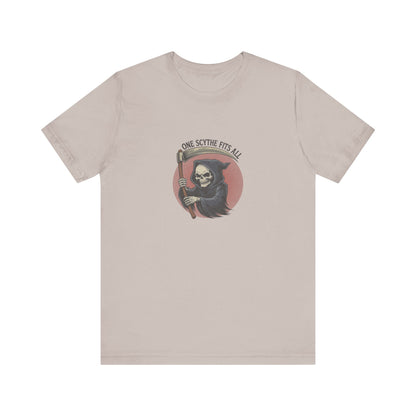 One Scythe Fits All — Grim Reaper Retro Tee (Light)