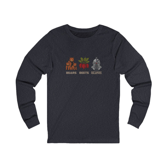 Bears, Beets, Battlestar (Captions) — Retro Long Sleeve (Dark)
