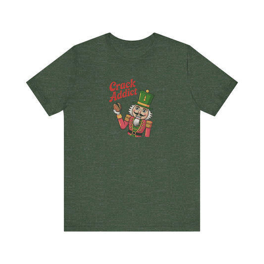 Crack Addict Nutcracker — Vintage Christmas Retro Tee (Dark)