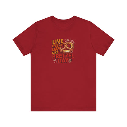 Live Every Day Like Pretzel Day — Stanley Hudson Retro Tee (Dark)