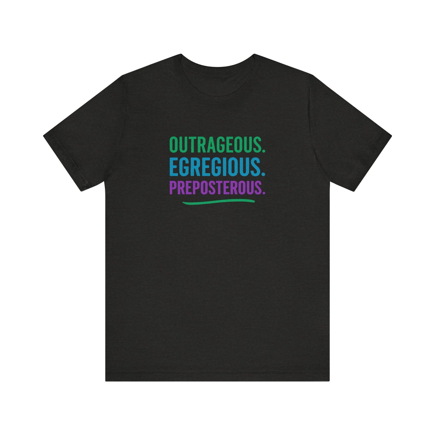 Outrageous Egregious Preposterous (Cool Gradient) — Seinfeld Retro Tee (Dark)