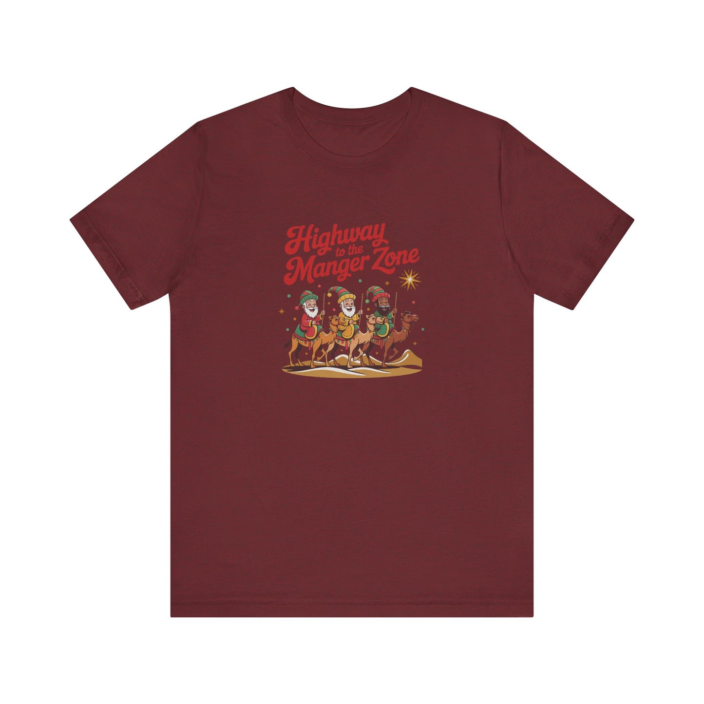 Highway to the Manger Zone — Top Gun-Inspired Christmas Retro Tee (Dark)