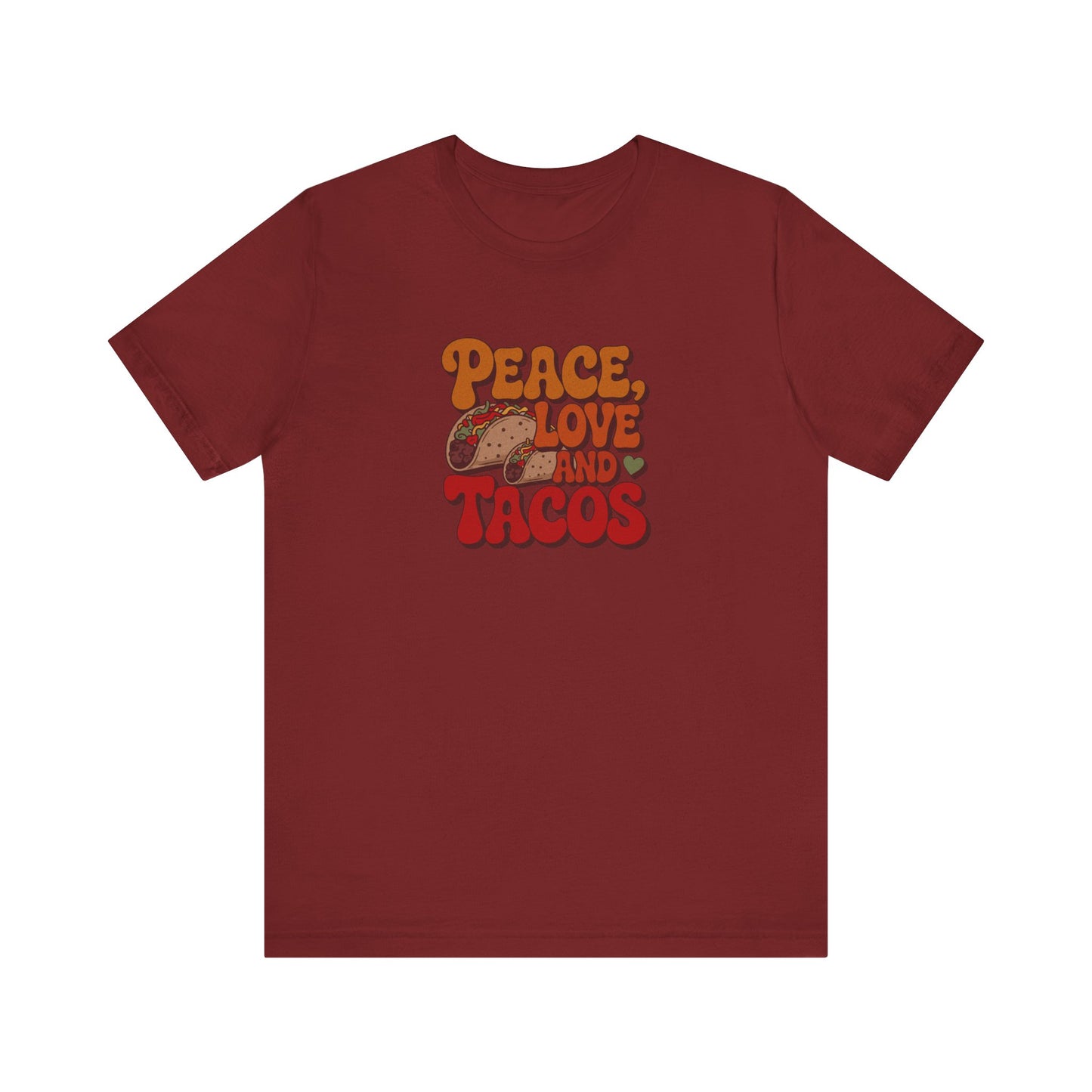Peace, Love, and Tacos — Retro Foodie Tee (Dark)