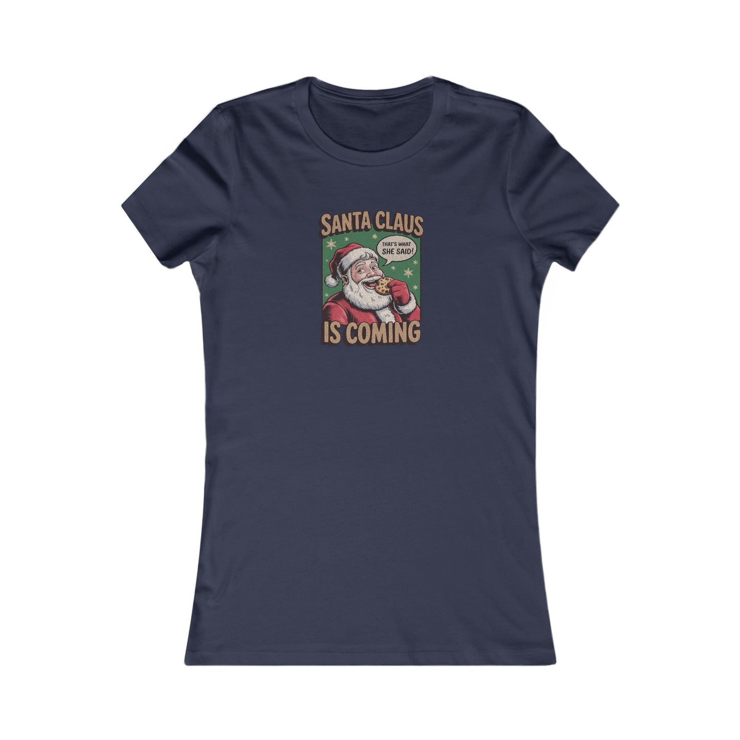 Santa Claus is Coming — Vintage Christmas Women's Tee (Dark)