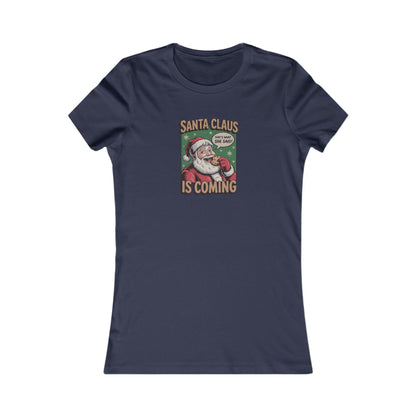 Santa Claus is Coming — Vintage Christmas Women's Tee (Dark)