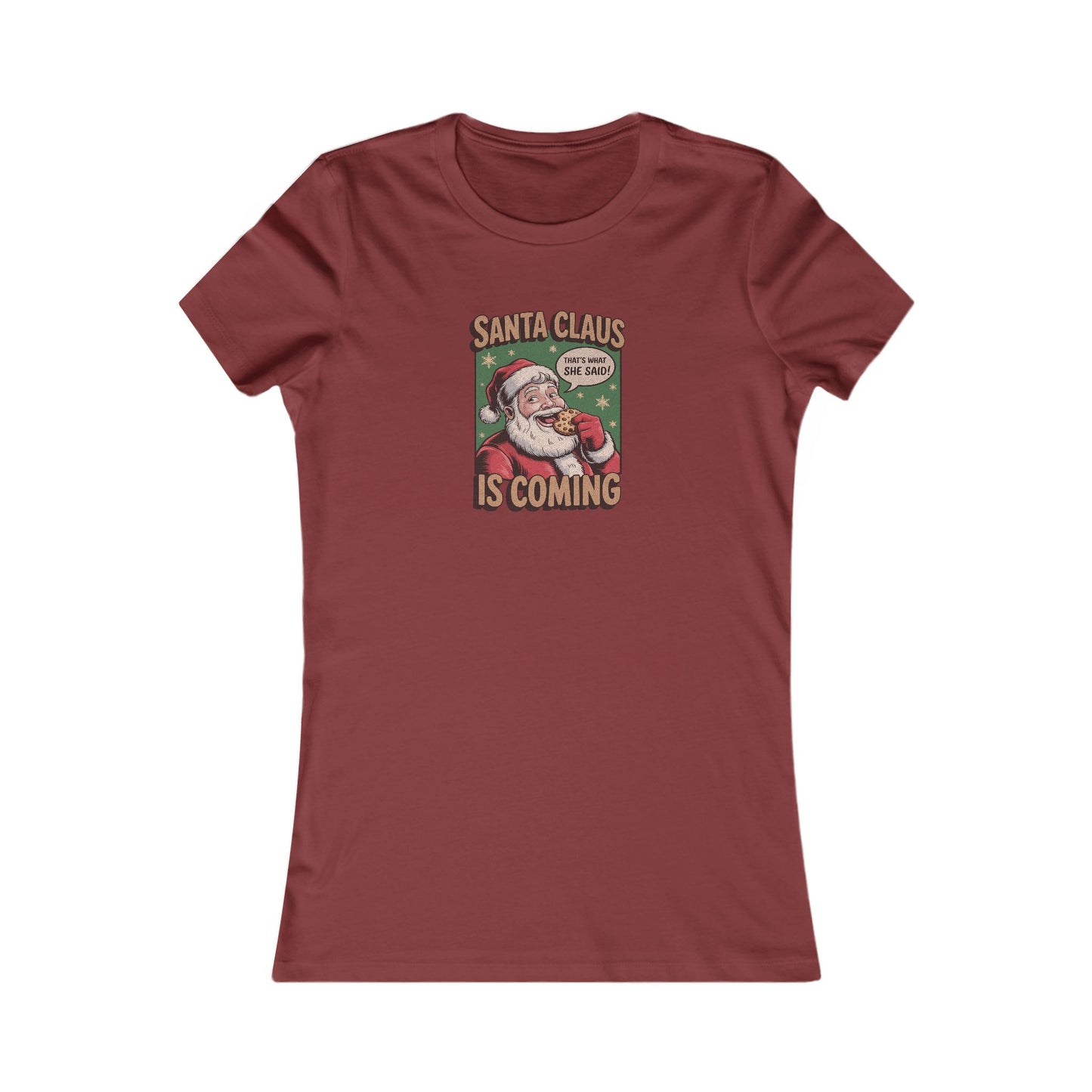 Santa Claus is Coming — Vintage Christmas Women's Tee (Dark)