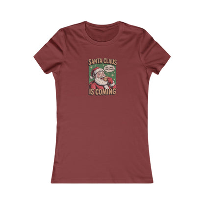 Santa Claus is Coming — Vintage Christmas Women's Tee (Dark)