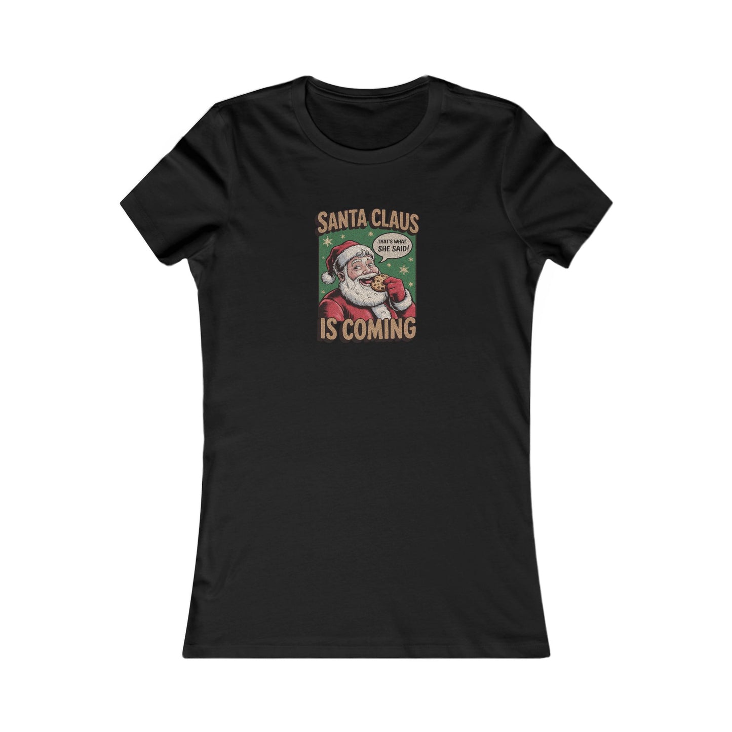 Santa Claus is Coming — Vintage Christmas Women's Tee (Dark)