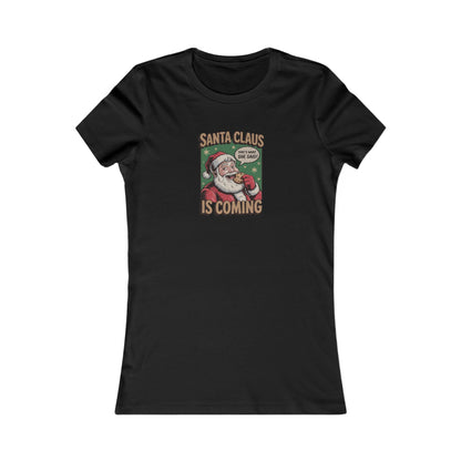 Santa Claus is Coming — Vintage Christmas Women's Tee (Dark)