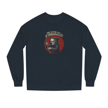 One Scythe Fits All — Grim Reaper Retro Sweatshirt (Dark)