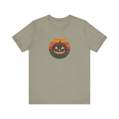 Retro Jack: Glowing Classic — Halloween Sunset Tee (Light)